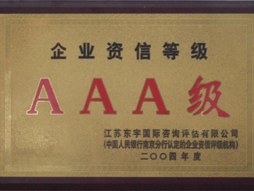 企業(yè)資信等級AAA級04年